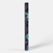 Etui iPhone 13 Dans l'abstrait fractal bleu profond rose (Côté droit)
