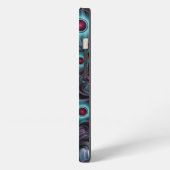 Etui iPhone 13 Dans l'abstrait fractal bleu profond rose (Côté gauche)