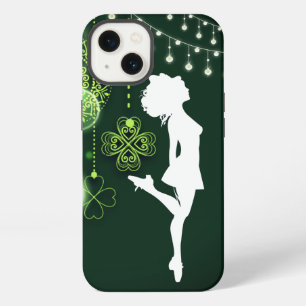 Etui iPhone 13 Danse Irlandaise Trèfles Celtiques et Lumières