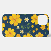 Etui iPhone 13 Dark Background Yellow Floral (Verso Horizontal)