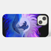 Etui iPhone 13 Dauphins au clair de lune (Verso Horizontal)