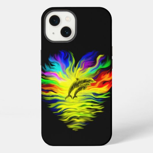 Etui iPhone 13 Dauphins dans la lumière du soleil (Verso)