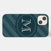 Etui iPhone 13 Deep Aqua Navy Blue Custom Monogram iPhone 6 Coque (Verso Horizontal)