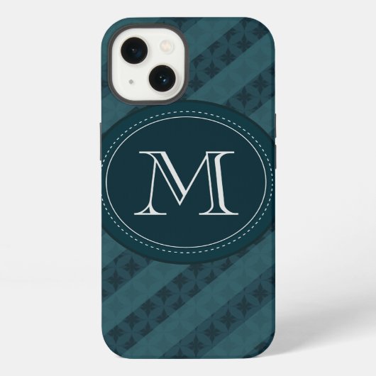 Etui iPhone 13 Deep Aqua Navy Blue Custom Monogram iPhone 6 Coque (Verso)