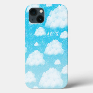 Etui iPhone 13 Dégradé de ciel bleu Nuages blancs Personnalisé