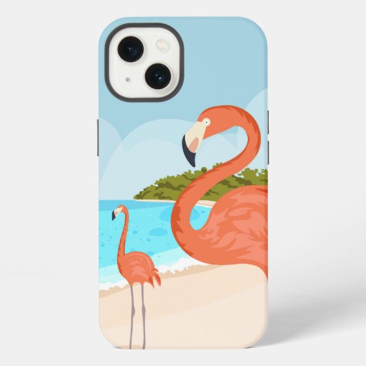 Etui iPhone 13 Design coque iphone flamant rose, Aruba (Verso)