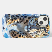 Etui iPhone 13 Design Esthétique Félin Élégant d'Hiver (Verso Horizontal)