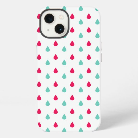 Etui iPhone 13 Design rouge blanc et bleu Raindrop (Verso)