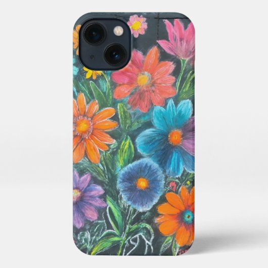 Etui iPhone 13 Dessin de calque de fleurs vibrantes - Flore artis (Verso)