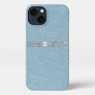 Etui iPhone 13 Diagramme de chimie et typographie bleu