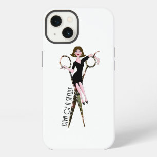 Etui iPhone 13 Diva d'un coiffeur (cheveux foncés) 
