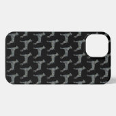 Etui iPhone 13 Doberman Pinscher Cute Dog Silhouette Grille Noir (Verso Horizontal)