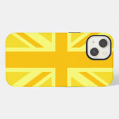 Etui iPhone 13 Double Union Jack jaune (Verso Horizontal)