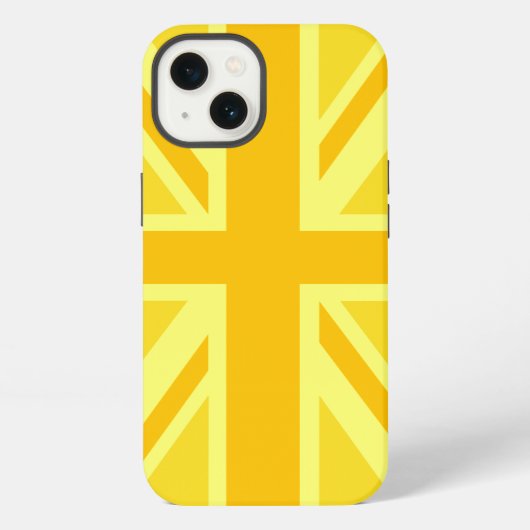 Etui iPhone 13 Double Union Jack jaune (Verso)