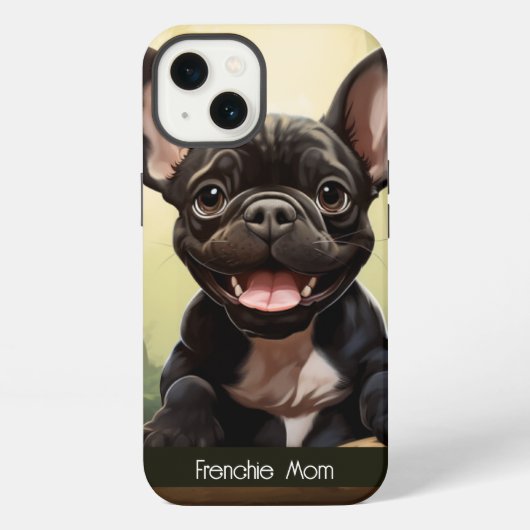 Etui iPhone 13 😍Douce Frenchie chiot dans une forêt (Verso)