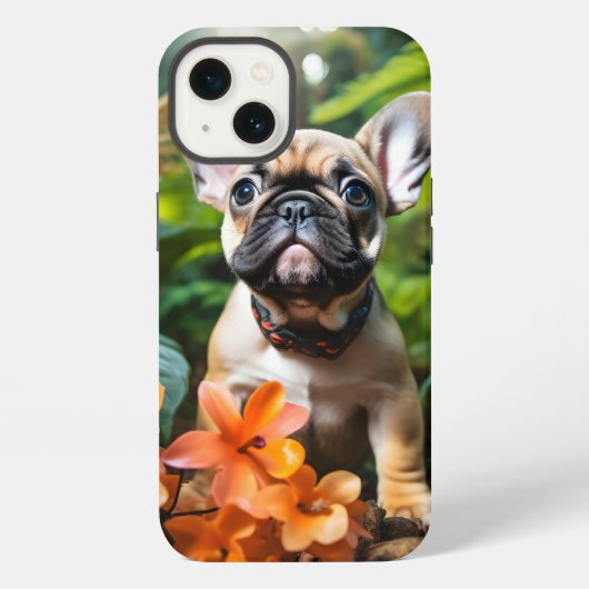 Etui iPhone 13 😍Doux Frenchie chiot dans une jungle (Verso)