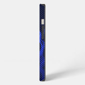 Etui iPhone 13 Dragon bleu dans du carbone chromé comme des flamm (Côté gauche)