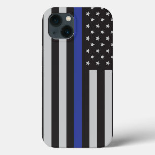 Etui iPhone 13 Drapeau américain personnalisé Thin Blue Line