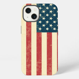 Etui iPhone 13 Drapeau américain vieilli délavé