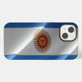 Etui iPhone 13 Drapeau argentin qui flotte (Verso Horizontal)