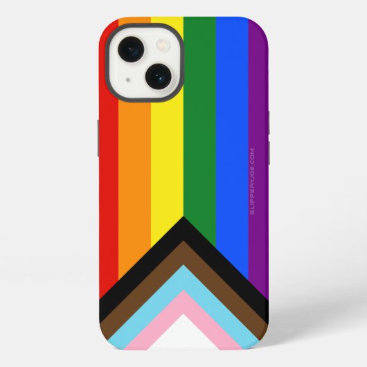 Etui iPhone 13 Drapeau de fierté Progress Pride de SlipperyJoe si (Verso)