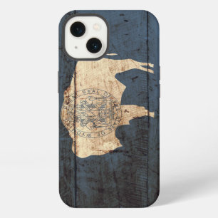 Etui iPhone 13 Drapeau de l'État du Wyoming sur un vieux grain de