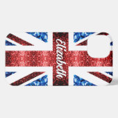 Etui iPhone 13 Drapeau rouge bleu étincelant parties scintillant  (Verso Horizontal)