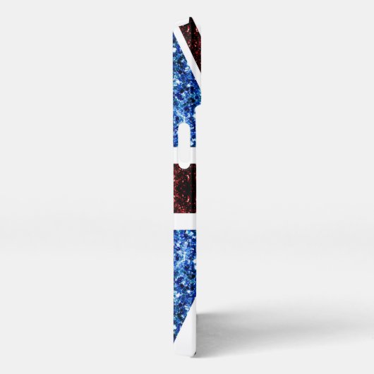 Etui iPhone 13 Drapeau rouge bleu étincelant parties scintillant  (Côté droit)