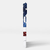 Etui iPhone 13 Drapeau rouge bleu faux scintillants parties scint (Côté droit)