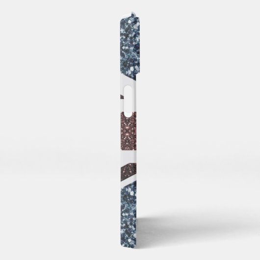 Etui iPhone 13 Drapeau rustique UK rouge bleu étincelants parties (Côté droit)