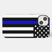 Etui iPhone 13 Drapeau Thin Blue Line USA (Verso Horizontal)