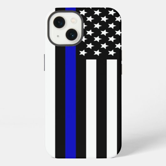 Etui iPhone 13 Drapeau Thin Blue Line USA (Verso)