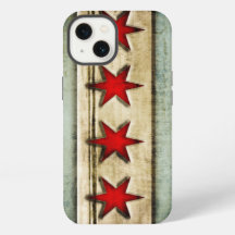 Drapeau vintage de Chicago look en bois déprimé