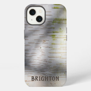 Etui iPhone 13 Écorce de bouleau Nature rustique Nom personnalisé