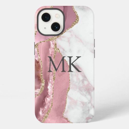 Etui iPhone 13 Effet Marbre Or Rose Chic (Verso)