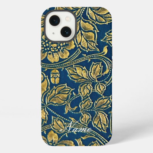 Etui iPhone 13 Élégance Bleu Doré (Verso)