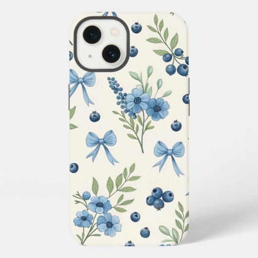Etui iPhone 13 Elegant Blue Floral & Ribbon iPhone 13 Case – Aest (Verso)