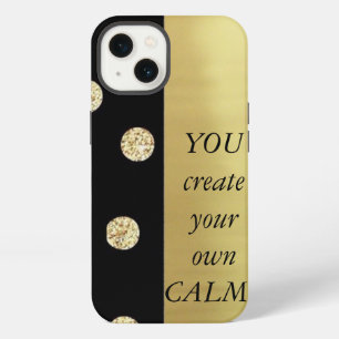 Etui iPhone 13 Élégant Chic Points Noirs Or - Message de Motivati