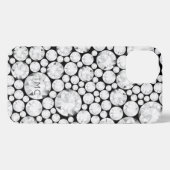Etui iPhone 13 Elégant Diamant Gris Gris Blanc Black Tech (Verso Horizontal)