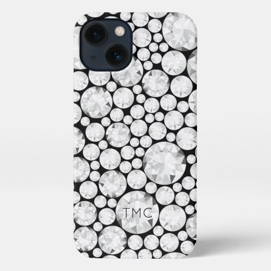 Etui iPhone 13 Elégant Diamant Gris Gris Blanc Black Tech (Verso)