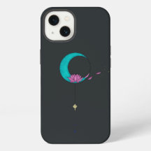 Élégant Étui Lune Lotus Noir pour iPhone / iPad