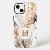 Etui iPhone 13 Élégant Monogramme Marbre Brun Or Design Abstrait (Verso)