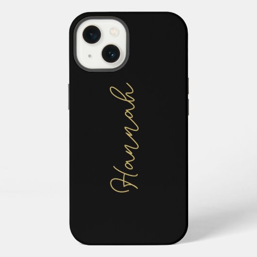 Etui iPhone 13 Élégant simple chic noir et or Script Monogramme (Verso)