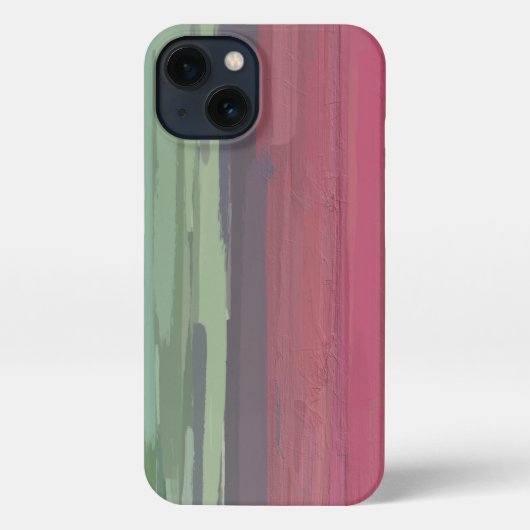 Etui iPhone 13 Elégante Abstraite pastèque rose et vert (Verso)