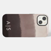 Etui iPhone 13 Élégantes Initiales Monogrammées Marron Noix (Verso Horizontal)