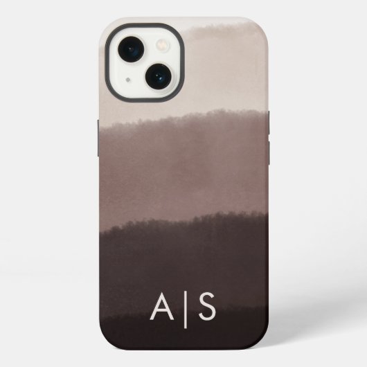 Etui iPhone 13 Élégantes Initiales Monogrammées Marron Noix (Verso)