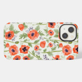 Etui iPhone 13 Élégants Pépites Orange Floral Pattern (Verso Horizontal)