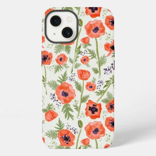 Etui iPhone 13 Élégants Pépites Orange Floral Pattern (Verso)