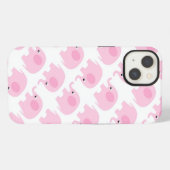 Etui iPhone 13 Eléphants roses (Verso Horizontal)