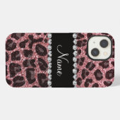 Etui iPhone 13 Empreinte de léopard d'parties scintillant rose cl (Verso Horizontal)